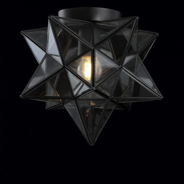 Stella 12" Moravian Star Metal/Clear Glass LED Flush Mount - JONATHAN Y